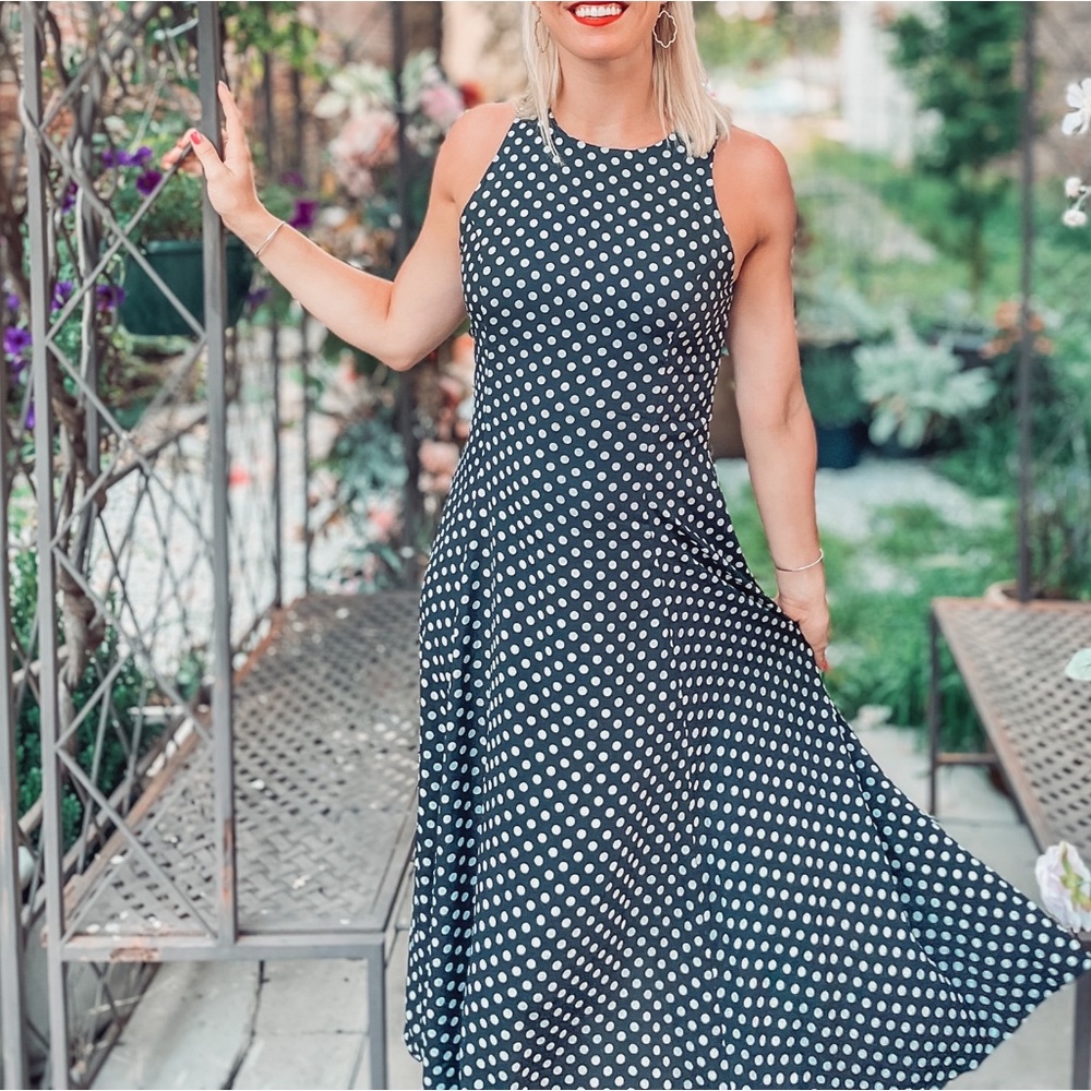 Black and white polka dot vintage dress. Altered to a size 4/6